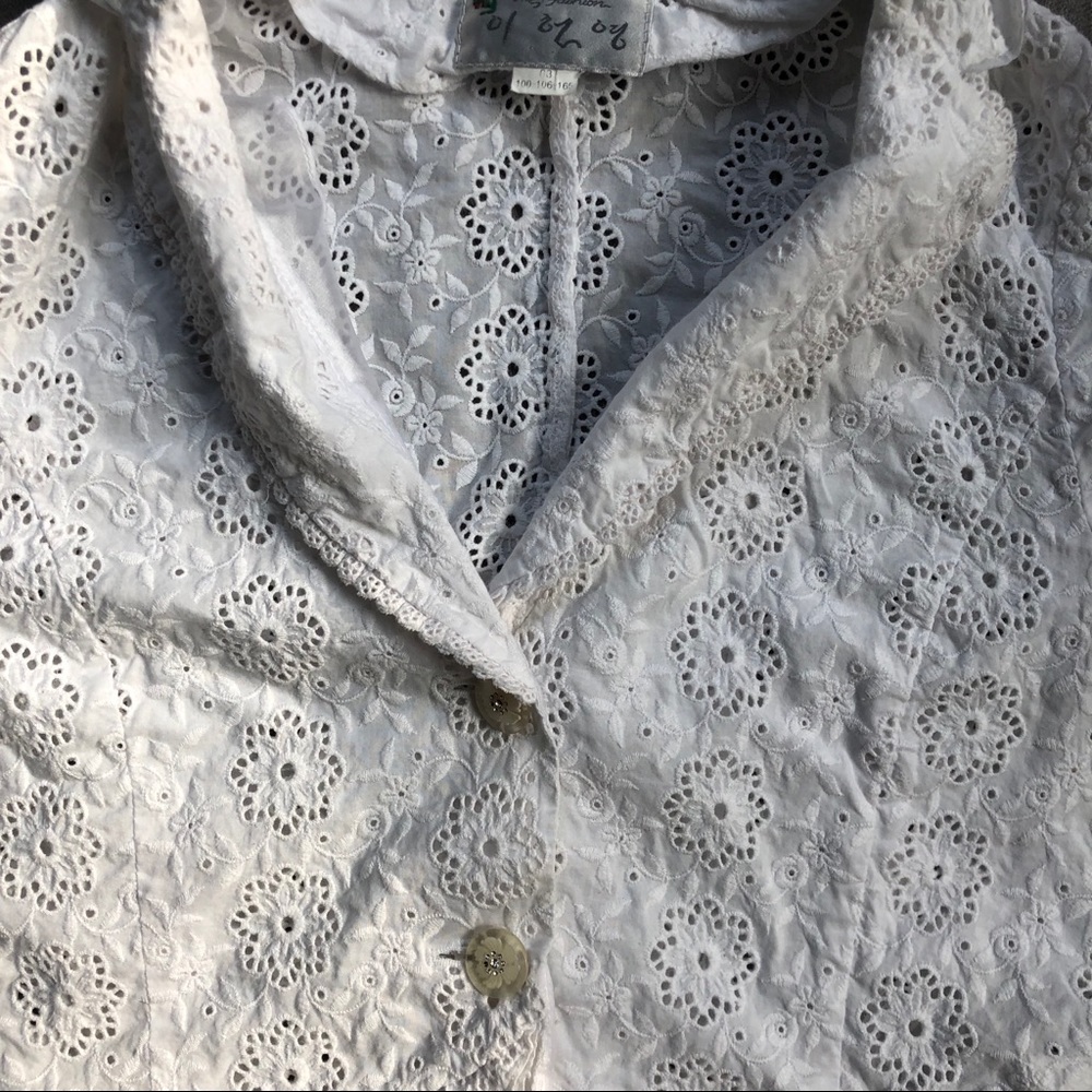 White Ruffled Eyelet Lace Jacket M - Picture 2 of 9